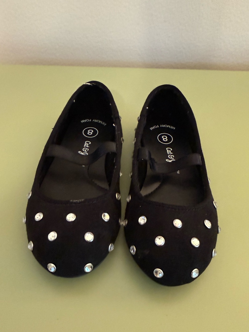Kids Black Studded Flats